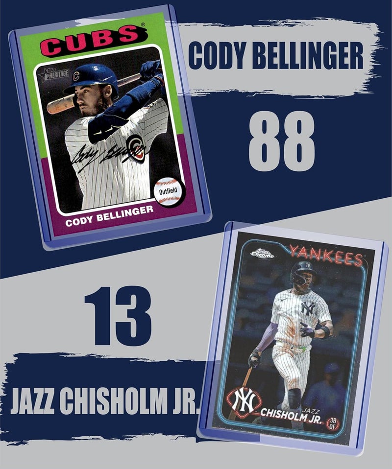Chaser New York Yankees Cards: Aaron Judge, Cody Bellinger, Paul Goldschmidt, Derek Jeter, Ben Rice, Trent Grisham, Austin Wells, Anthony Volpe, Jasson Dominguez, Jazz Chisholm Jr ASSORTED Baseball Stars and GOATs Trading Card and Wristbands Gift Pack - Image 4
